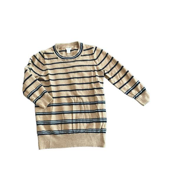 J. Crew Striped Knit Sweater Shirt 100% Wool Size Small - Picture 1 of 4